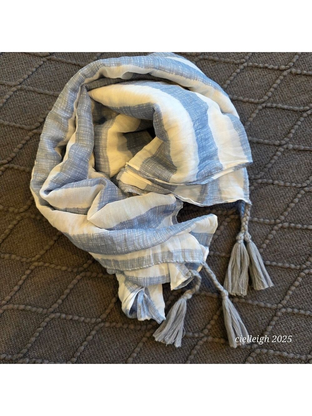 💥4 for $25💥 Striped Blue and White Scarf with Tassels